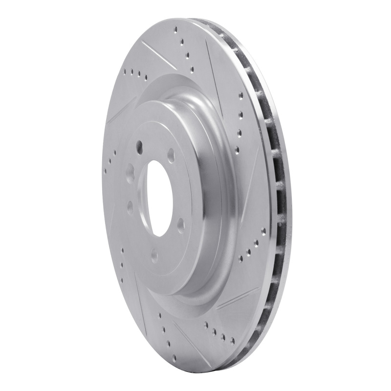 Land Rover Defender 90 Brake Rotor (1) - Rear Right - R1 Concepts - Drilled & Slotted - Silver - `13-`25